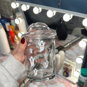 Ghost Print Glass Jar